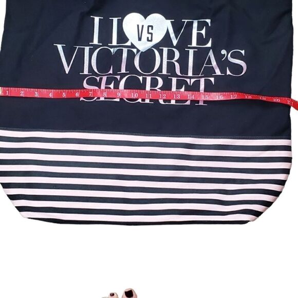 Victoria's Secret Blavk & Pink Striped Weekend Tote - Picture 3 of 5
